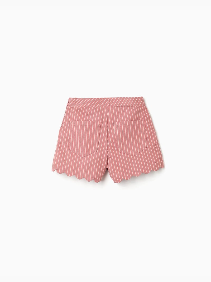 Pantalón corto de sarga de algodón a rayas Rosa - Kiabi