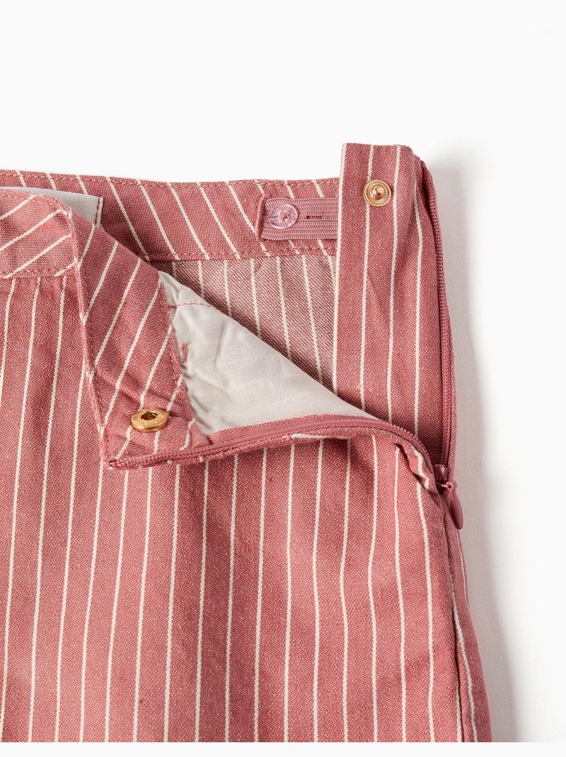 Pantalón corto de sarga de algodón a rayas Rosa - Kiabi