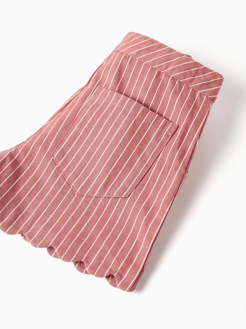 Pantalón corto de sarga de algodón a rayas Rosa - Kiabi