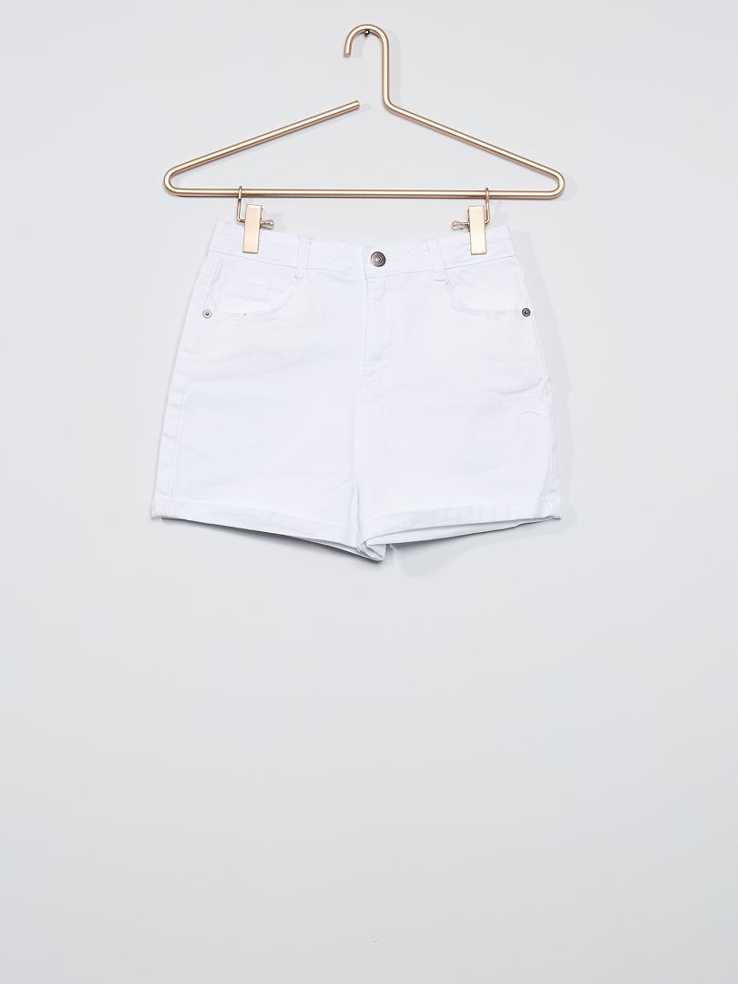 Pantalón corto de sarga de color Blanco - Kiabi