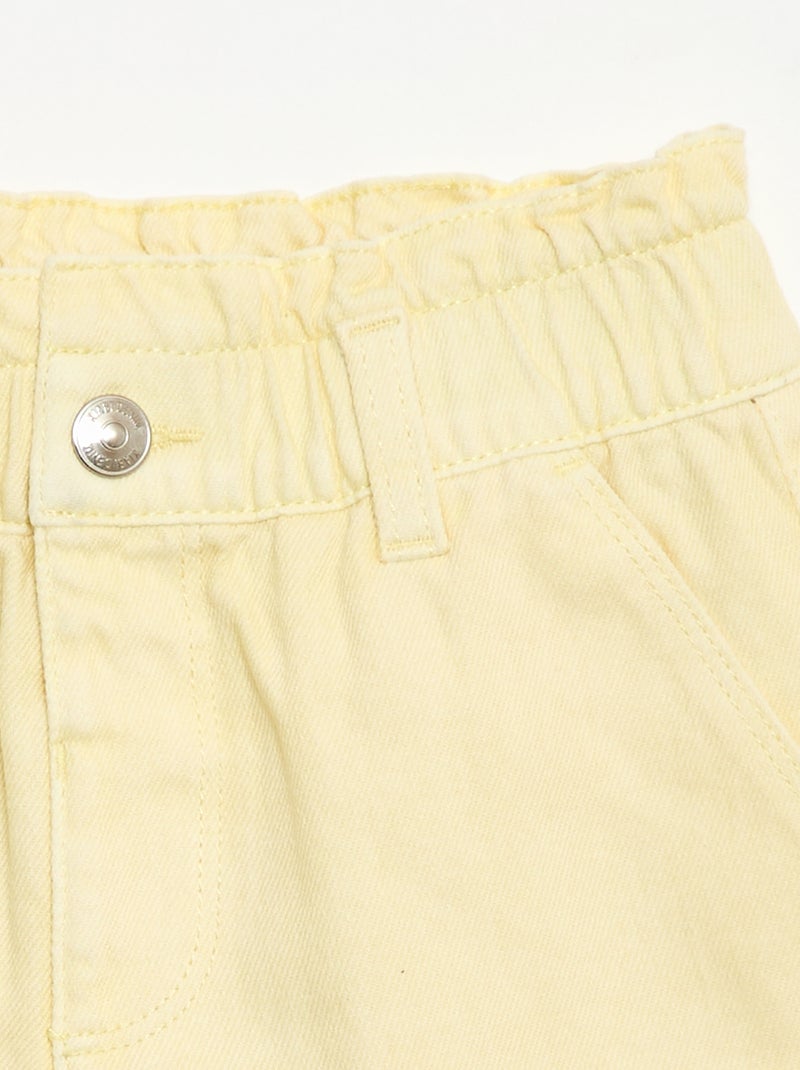 Pantalón corto de sarga liso Amarillo - Kiabi