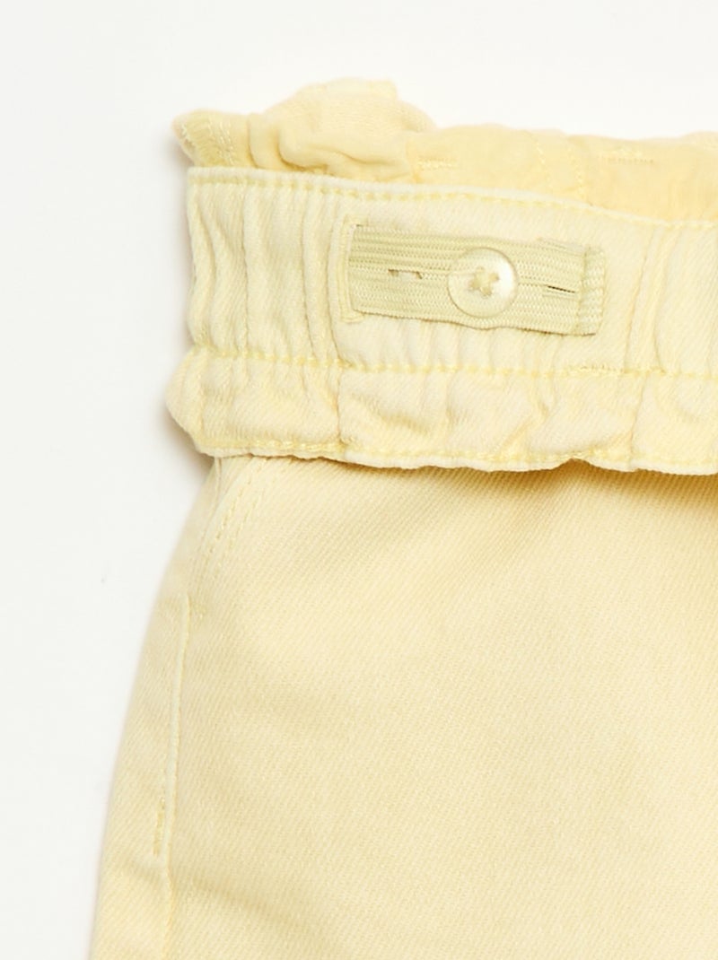 Pantalón corto de sarga liso Amarillo - Kiabi