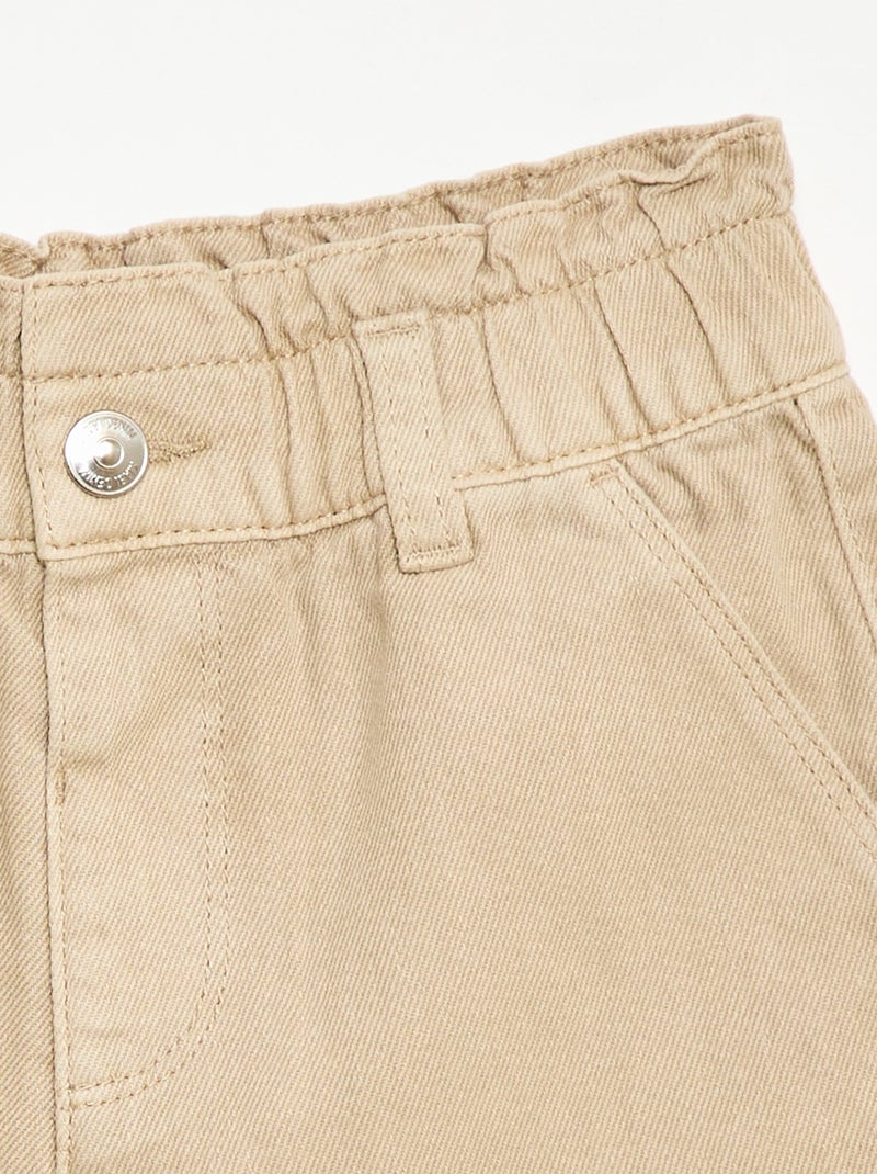 Pantalón corto de sarga liso Beige - Kiabi