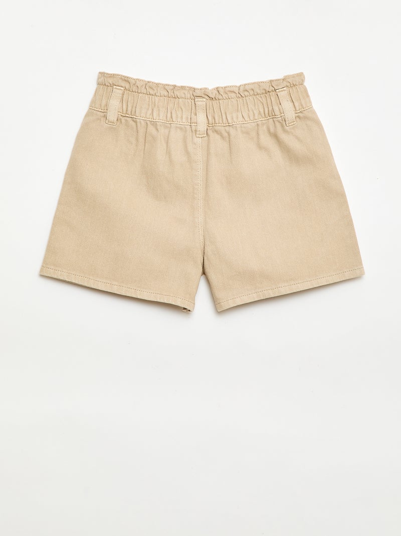 Pantalón corto de sarga liso Beige - Kiabi