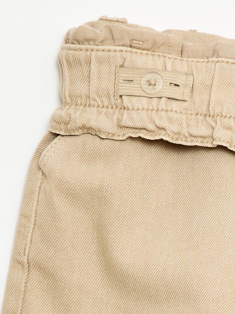 Pantalón corto de sarga liso Beige - Kiabi