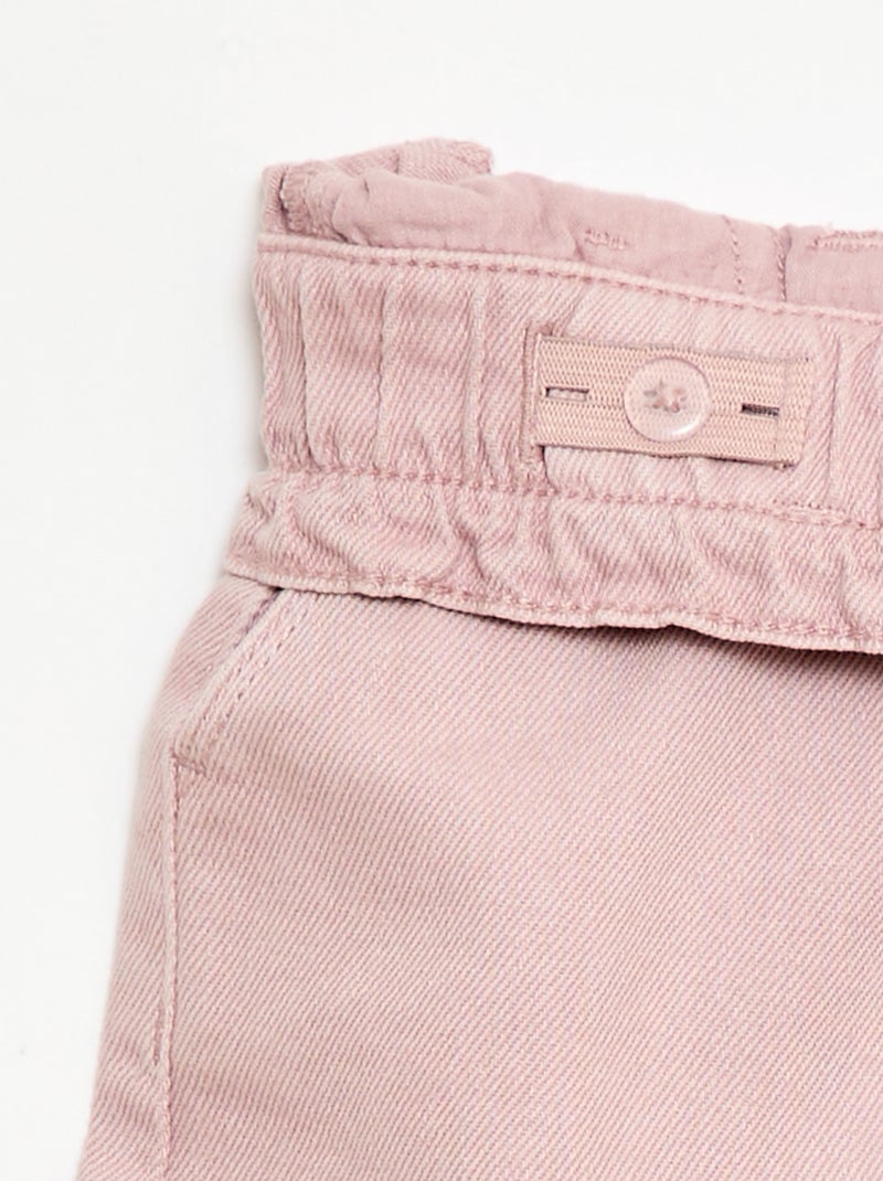 Pantalón corto de sarga liso Rosa - Kiabi