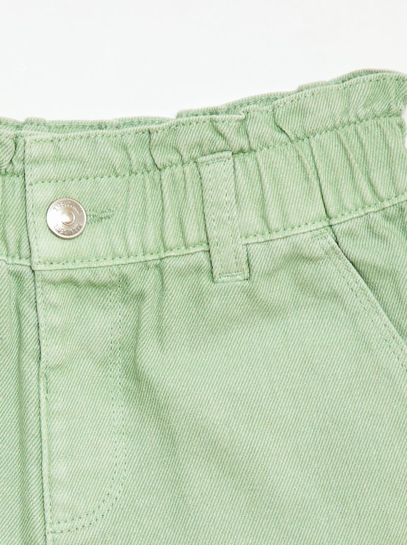 Pantalón corto de sarga liso Verde - Kiabi
