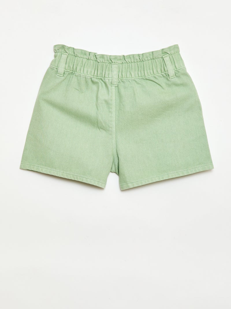 Pantalón corto de sarga liso Verde - Kiabi