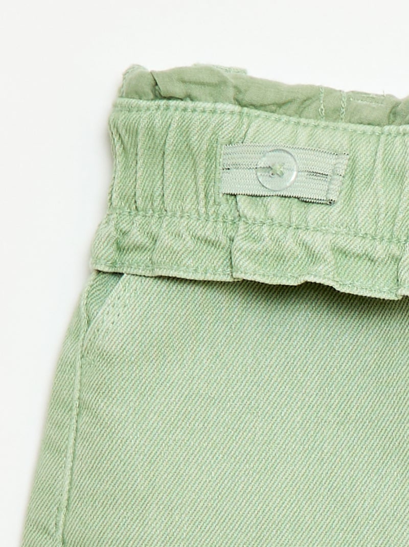 Pantalón corto de sarga liso Verde - Kiabi