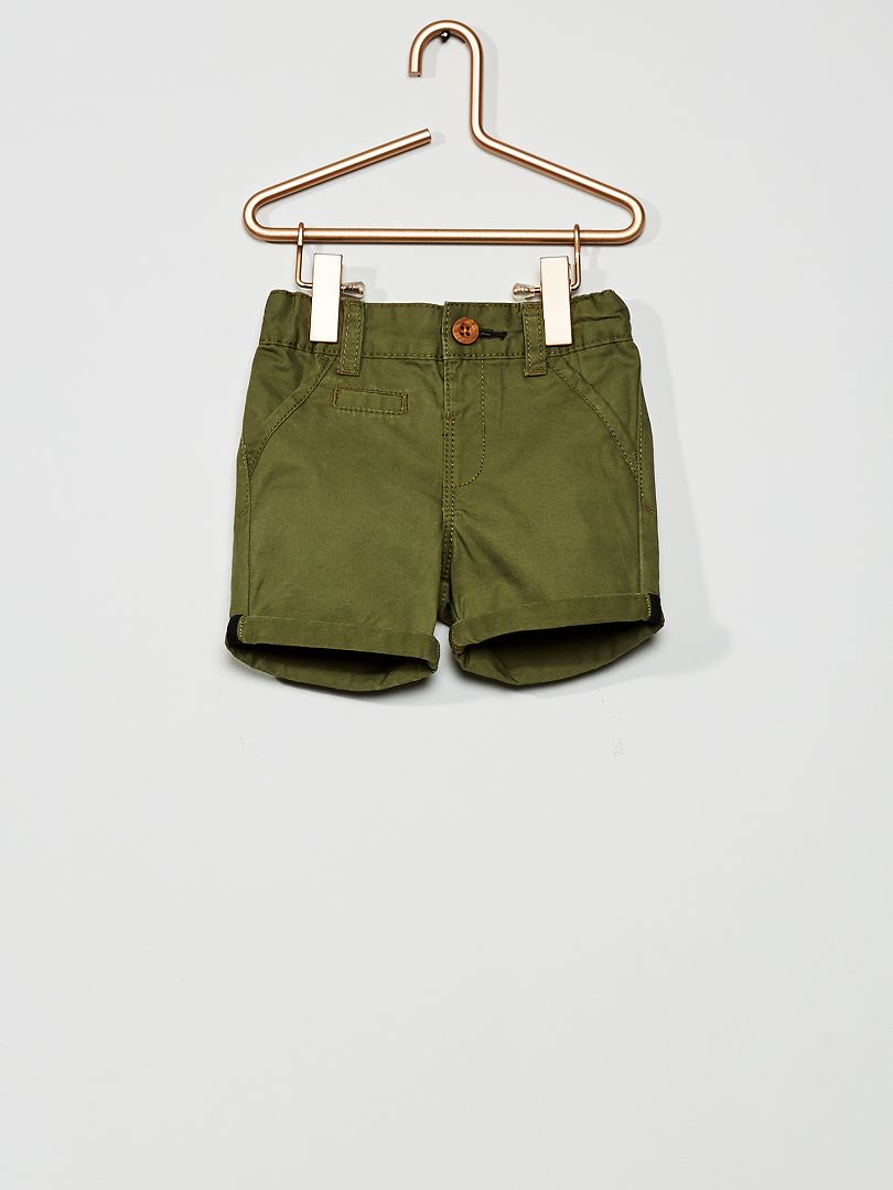Pantalón corto de sarga verde liquen - Kiabi
