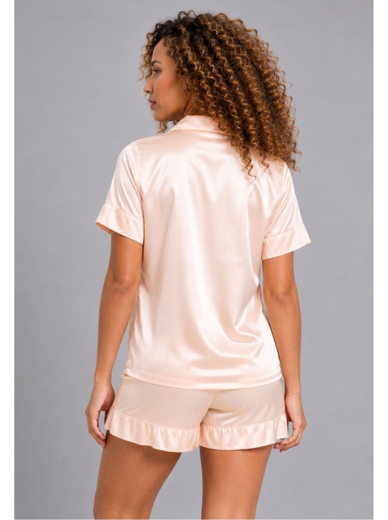 Pantalón corto de satén fluido Kebello Beige - Kiabi