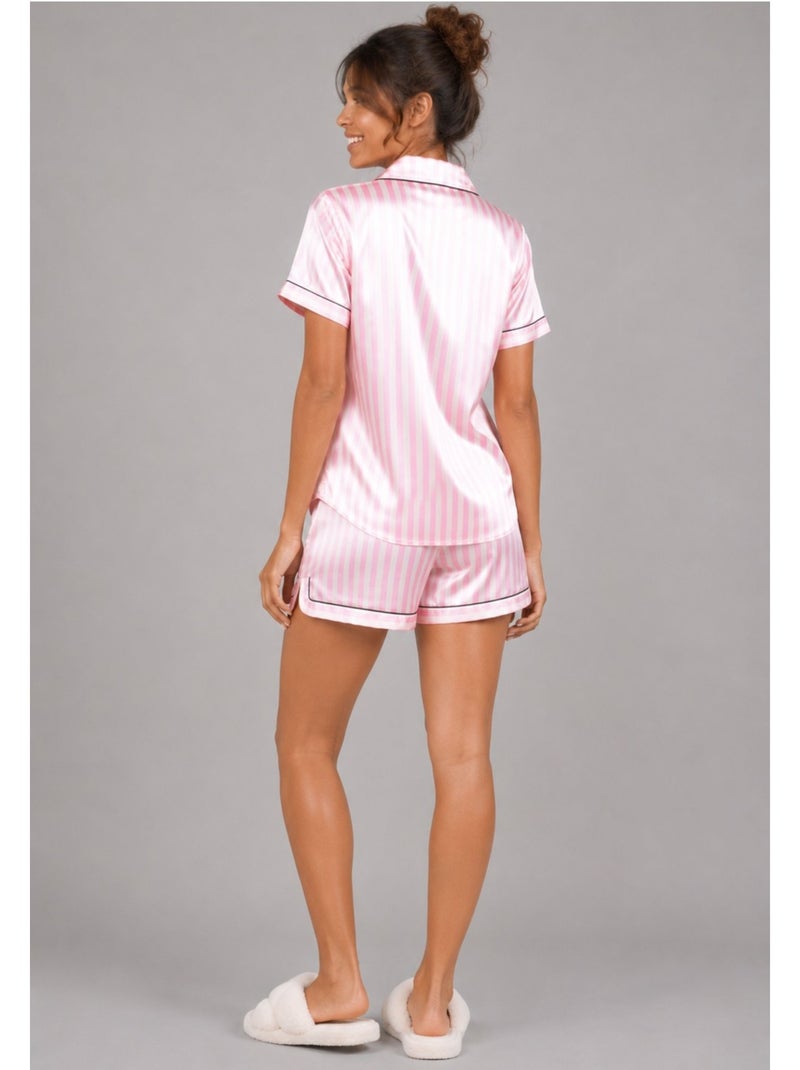 Pantalón corto de satén fluido Kebello Rosa - Kiabi