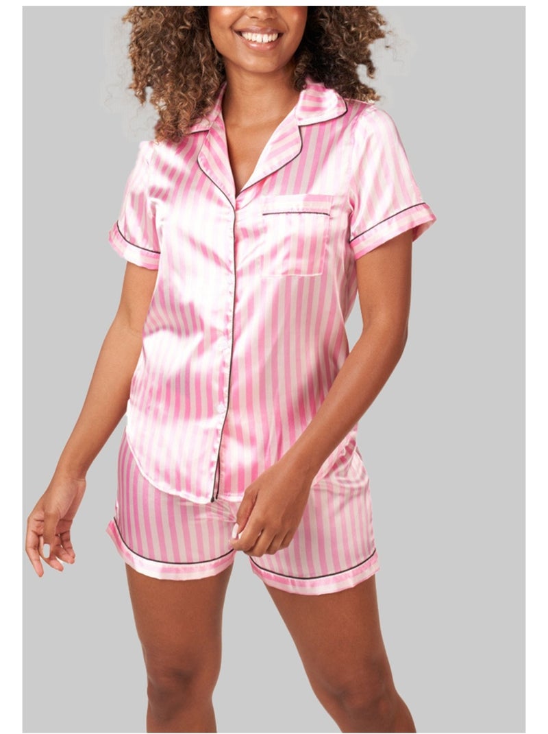 Pantalón corto de satén fluido Kebello Rosa - Kiabi