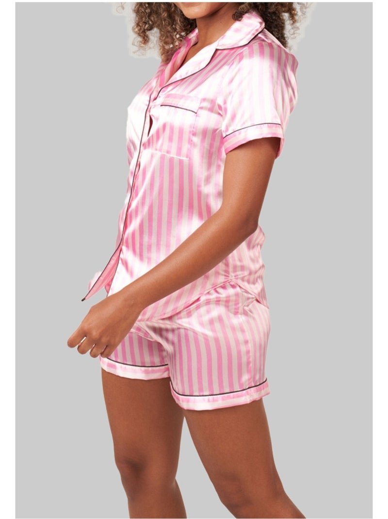 Pantalón corto de satén fluido Kebello Rosa - Kiabi