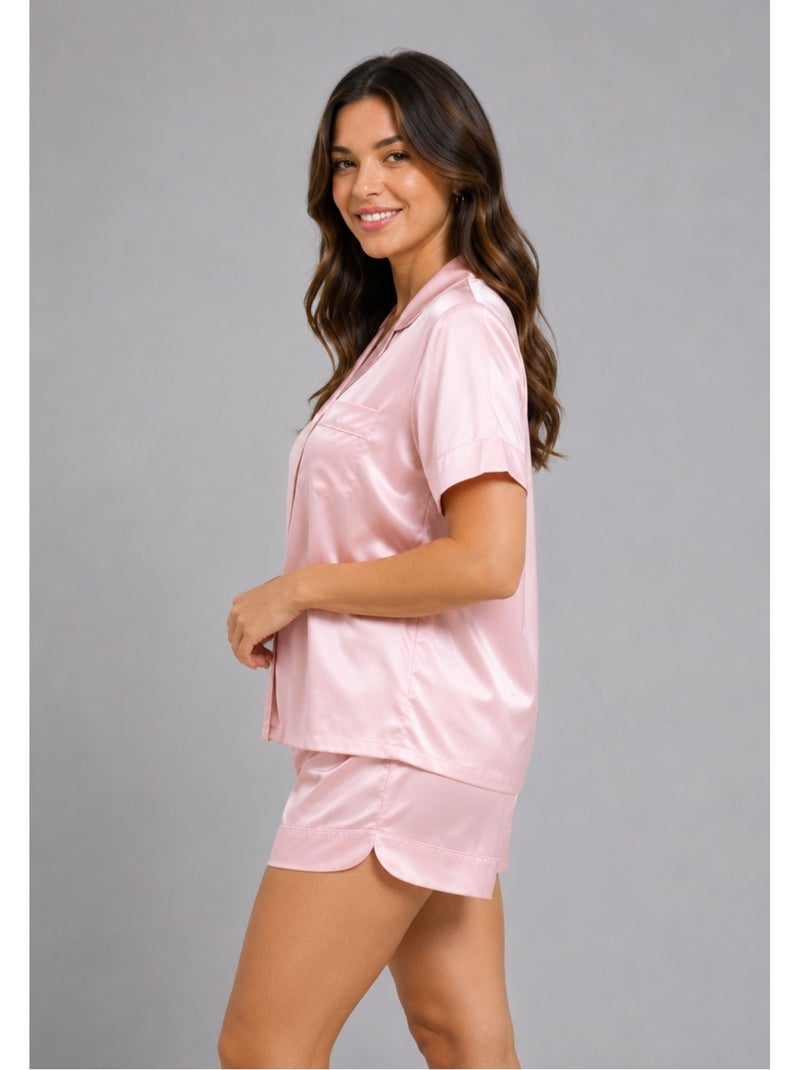 Pantalón corto de satén fluido Kebello Rosa - Kiabi