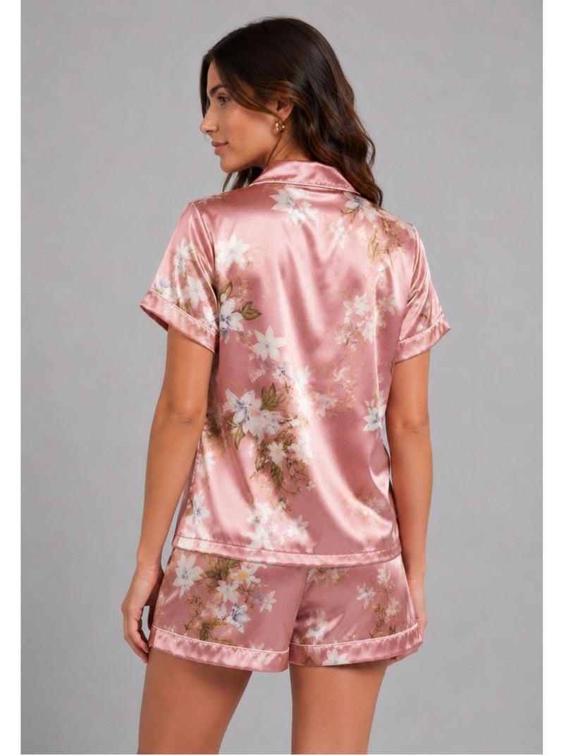 Pantalón corto de satén fluido Kebello Rosa - Kiabi