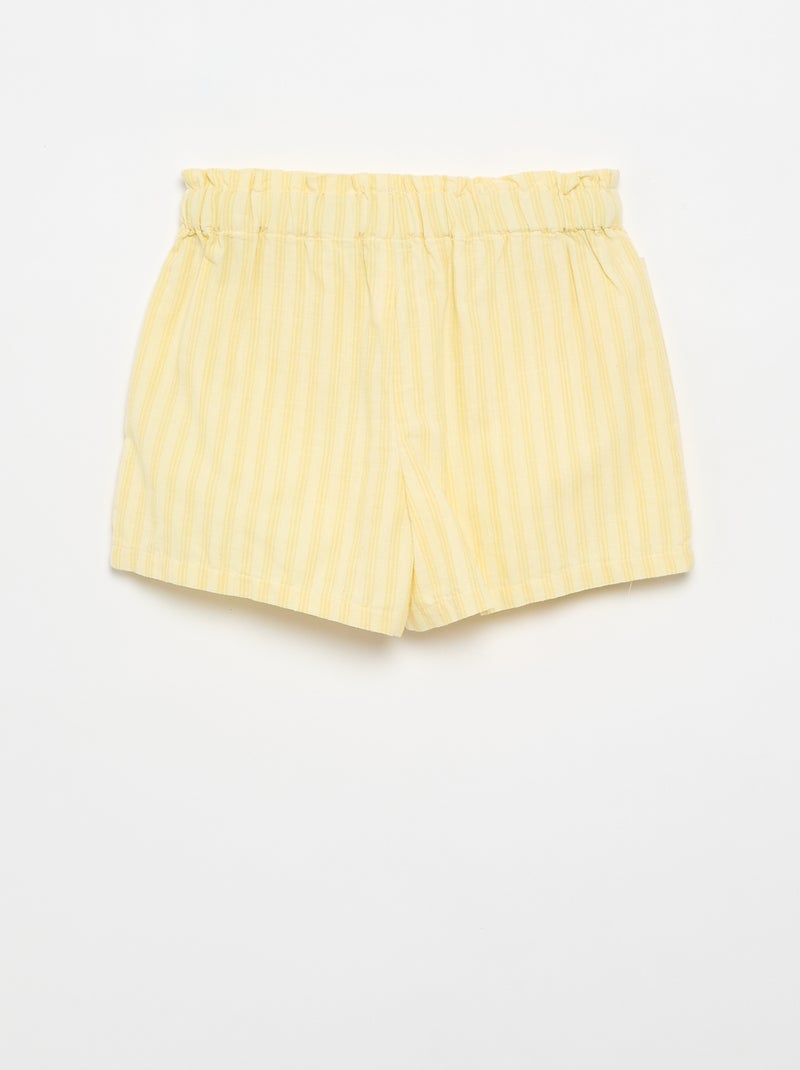 Pantalón corto de seersucker de corte recto Amarillo - Kiabi