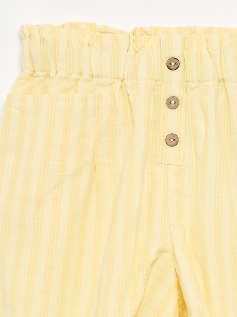 Pantalón corto de seersucker de corte recto Amarillo - Kiabi