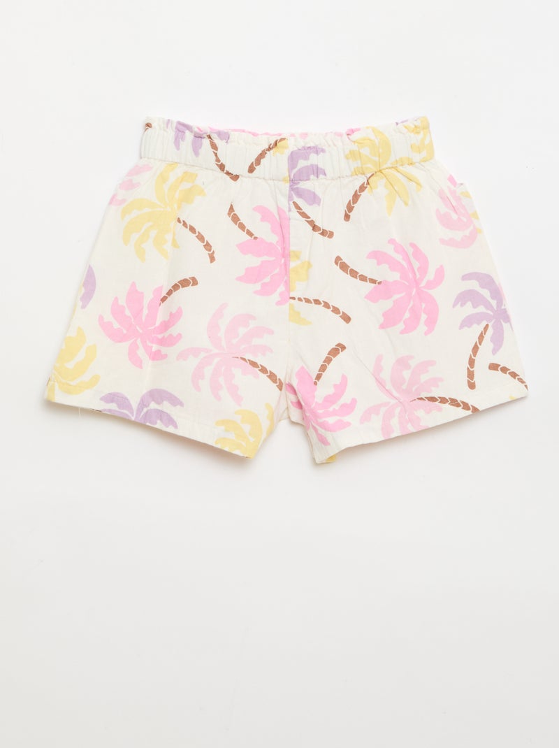 Pantalón corto de seersucker de corte recto Beige - Kiabi