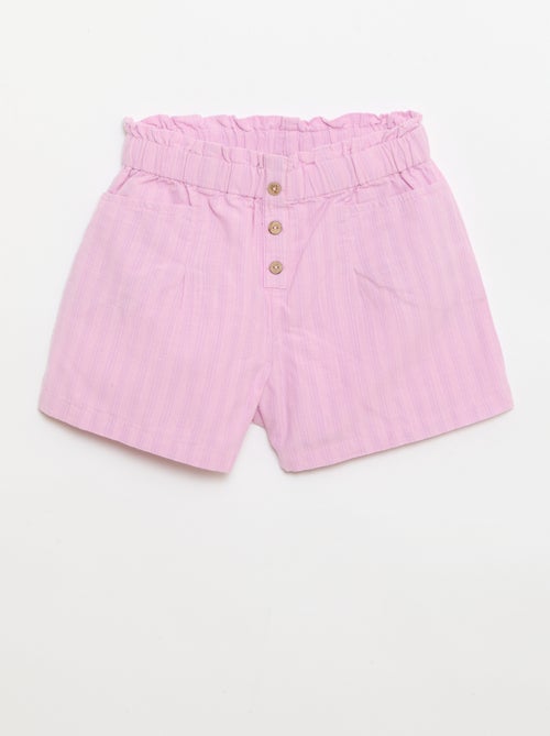 Pantalón corto de seersucker de corte recto - Kiabi