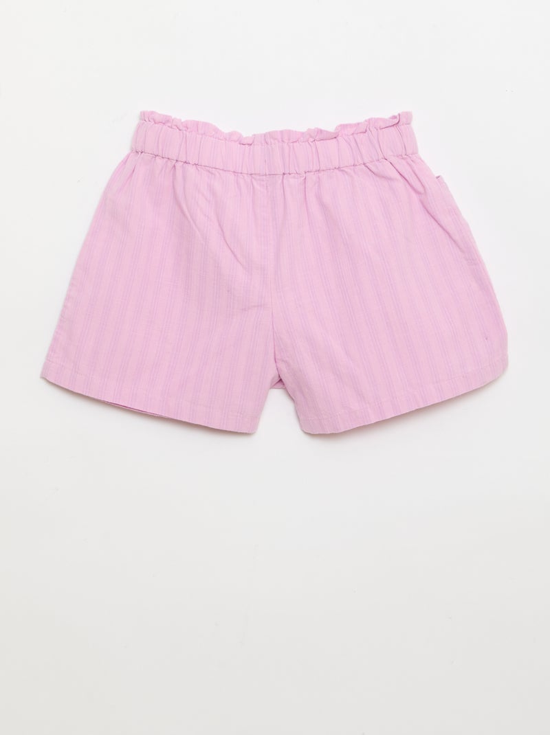 Pantalón corto de seersucker de corte recto Purpura - Kiabi