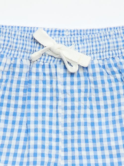 Pantalón corto de seersucker estampado Vichy - Kiabi