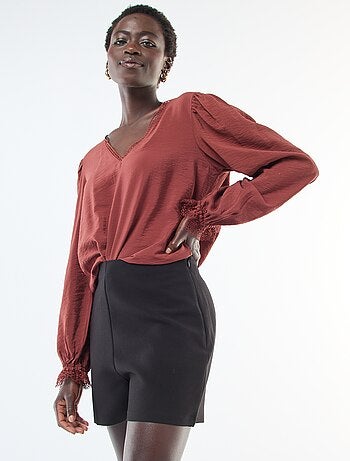 Pantalón corto de talle alta liso