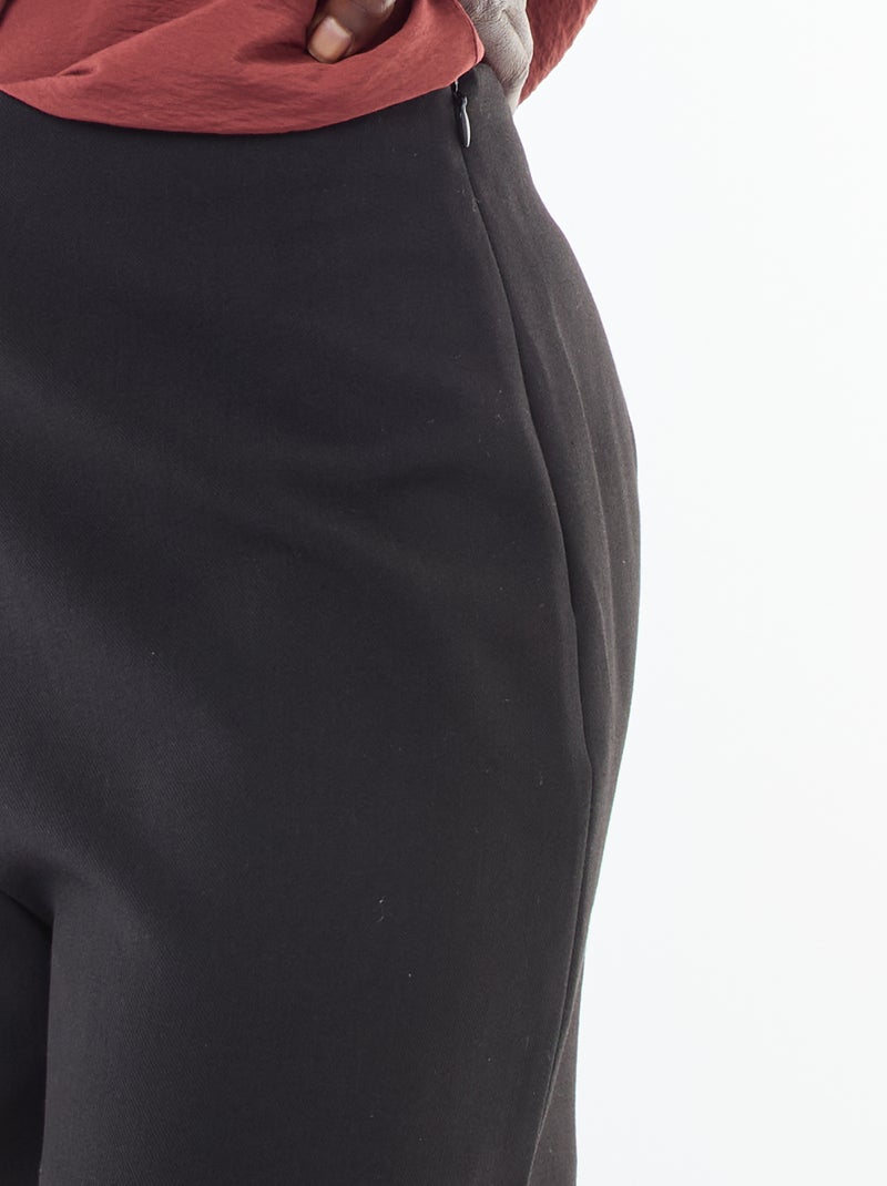 Pantalón corto de talle alta liso Negro - Kiabi