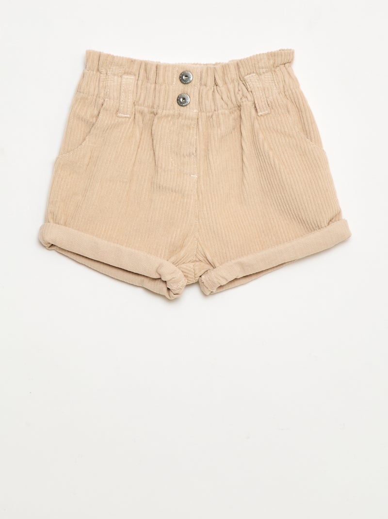 Pantalón corto de terciopelo Beige - Kiabi