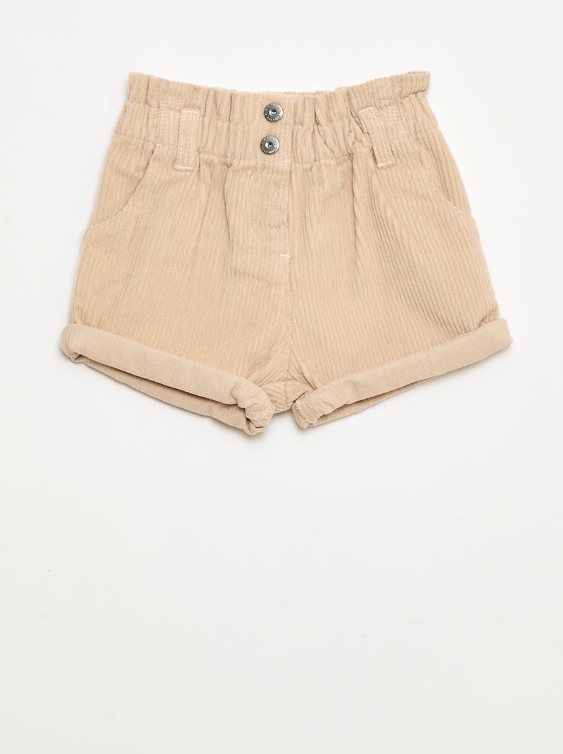 Pantalón corto de terciopelo Beige - Kiabi
