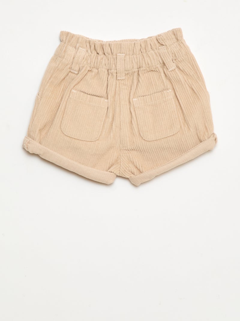 Pantalón corto de terciopelo Beige - Kiabi