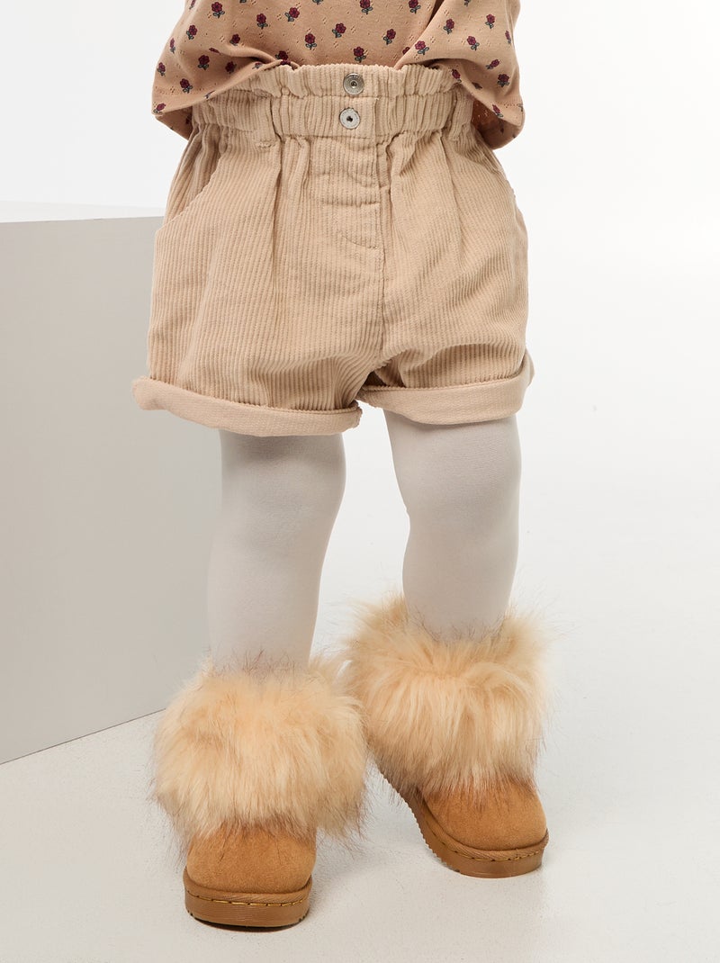 Pantalón corto de terciopelo Beige - Kiabi