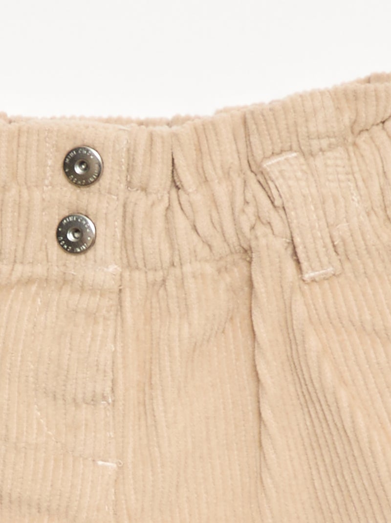 Pantalón corto de terciopelo Beige - Kiabi