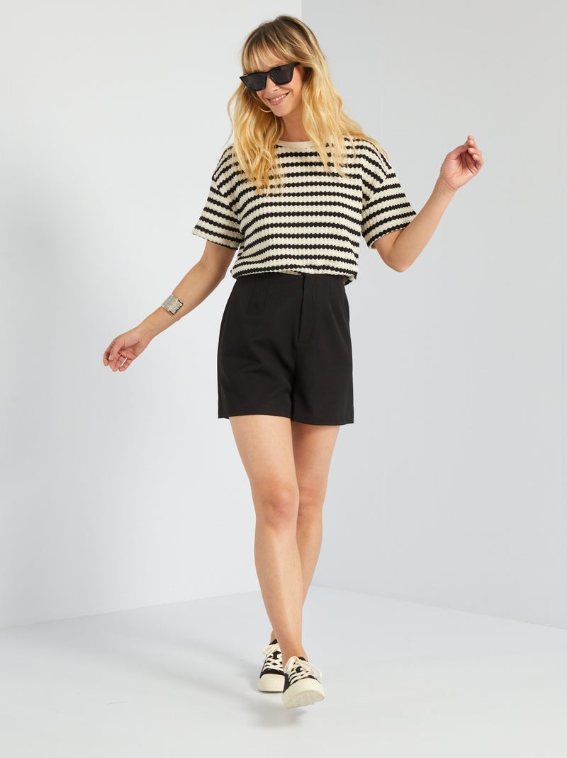 Pantalón corto de tiro alto Negro - Kiabi