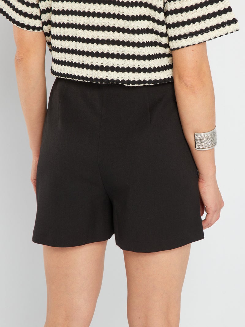 Pantalón corto de tiro alto Negro - Kiabi