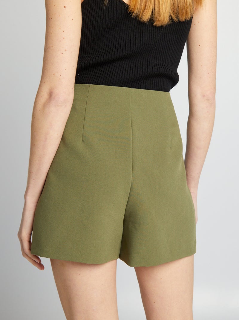 Pantalón corto de tiro alto smart KAKI - Kiabi