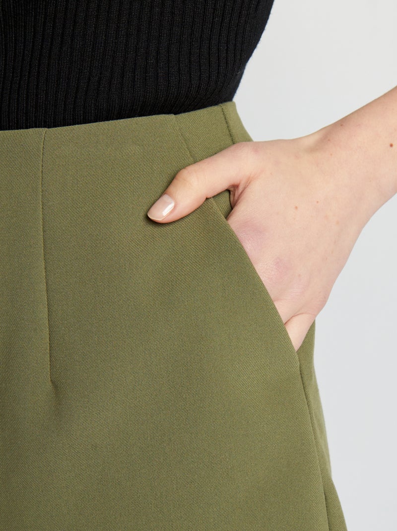 Pantalón corto de tiro alto smart KAKI - Kiabi