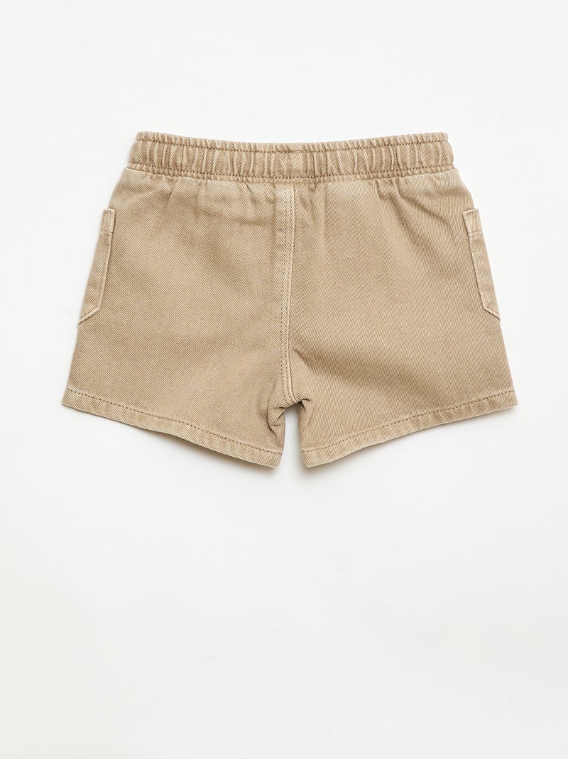 Pantalón corto de twill con bolsillos de parche Beige - Kiabi