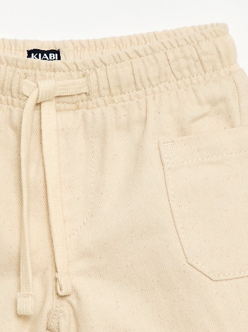 Pantalón corto de twill con bolsillos de parche Blanco - Kiabi