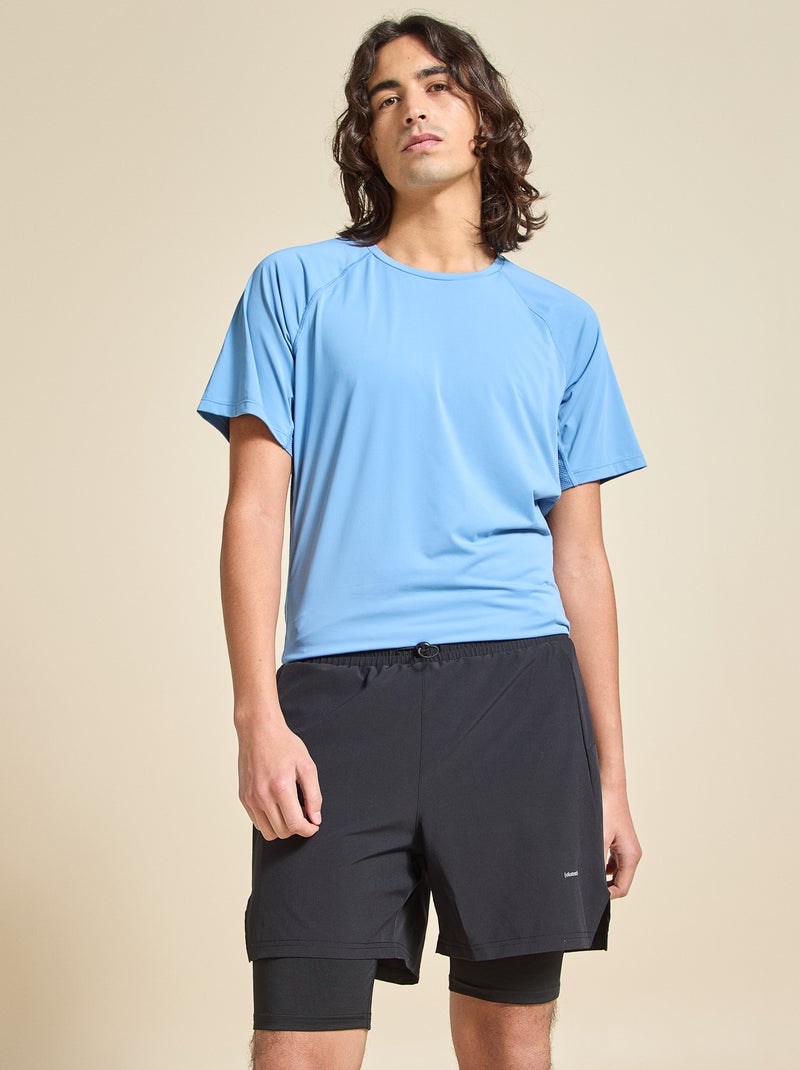 Pantalón corto deportivo 2 en 1 - (ekstract) Negro - Kiabi
