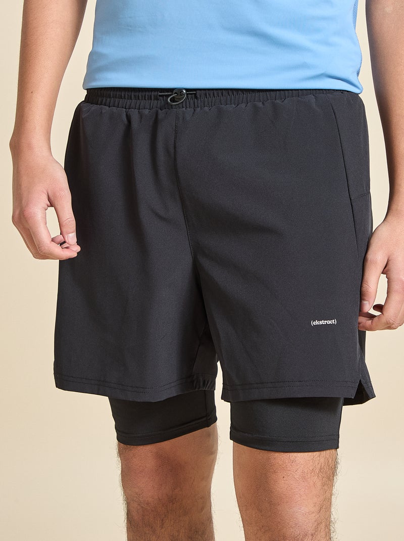 Pantalón corto deportivo 2 en 1 - (ekstract) Negro - Kiabi
