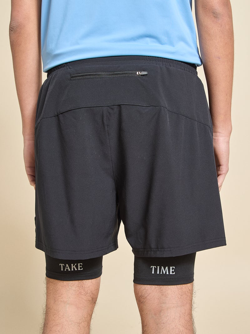 Pantalón corto deportivo 2 en 1 - (ekstract) Negro - Kiabi