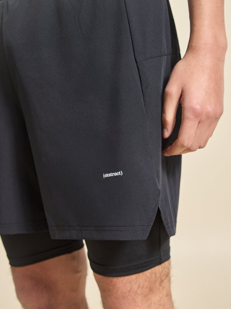 Pantalón corto deportivo 2 en 1 - (ekstract) Negro - Kiabi