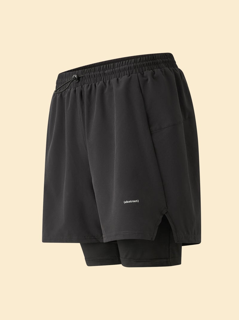Pantalón corto deportivo 2 en 1 - (ekstract) Negro - Kiabi