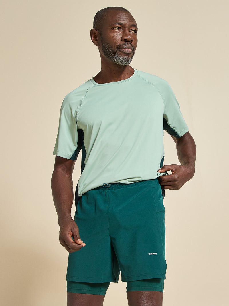 Pantalón corto deportivo 2 en 1 - (ekstract) Verde - Kiabi