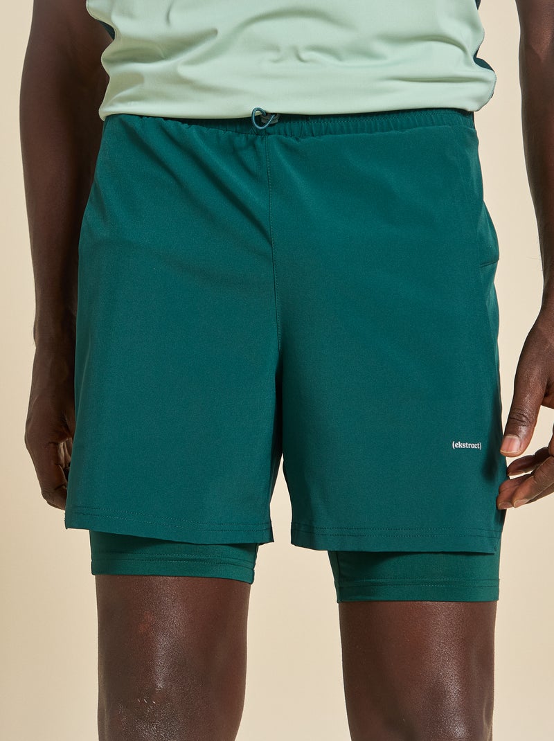 Pantalón corto deportivo 2 en 1 - (ekstract) Verde - Kiabi