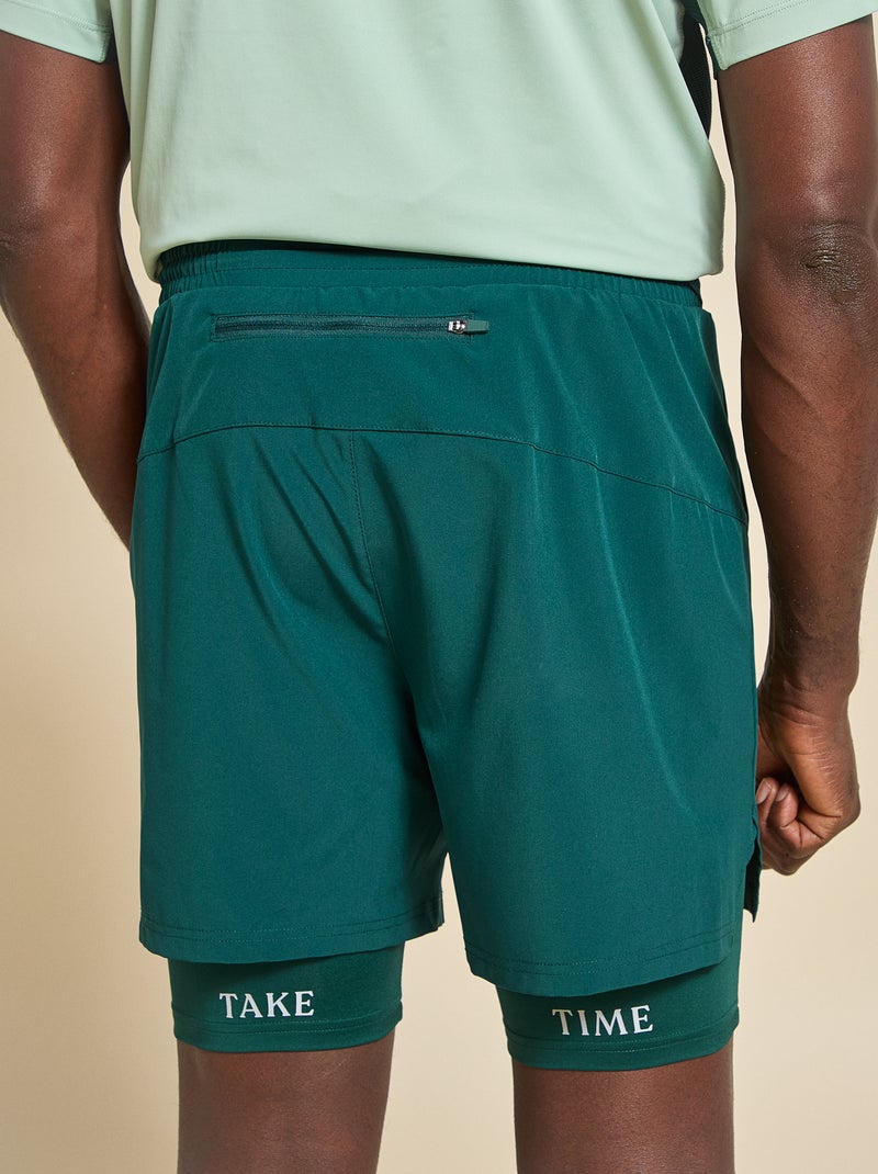 Pantalón corto deportivo 2 en 1 - (ekstract) Verde - Kiabi
