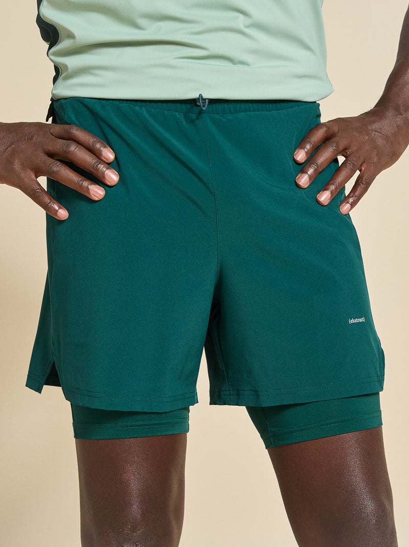 Pantalón corto deportivo 2 en 1 - (ekstract) Verde - Kiabi
