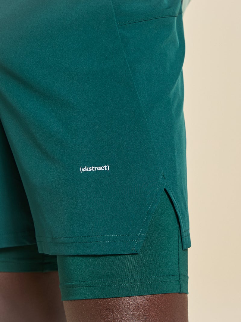 Pantalón corto deportivo 2 en 1 - (ekstract) Verde - Kiabi