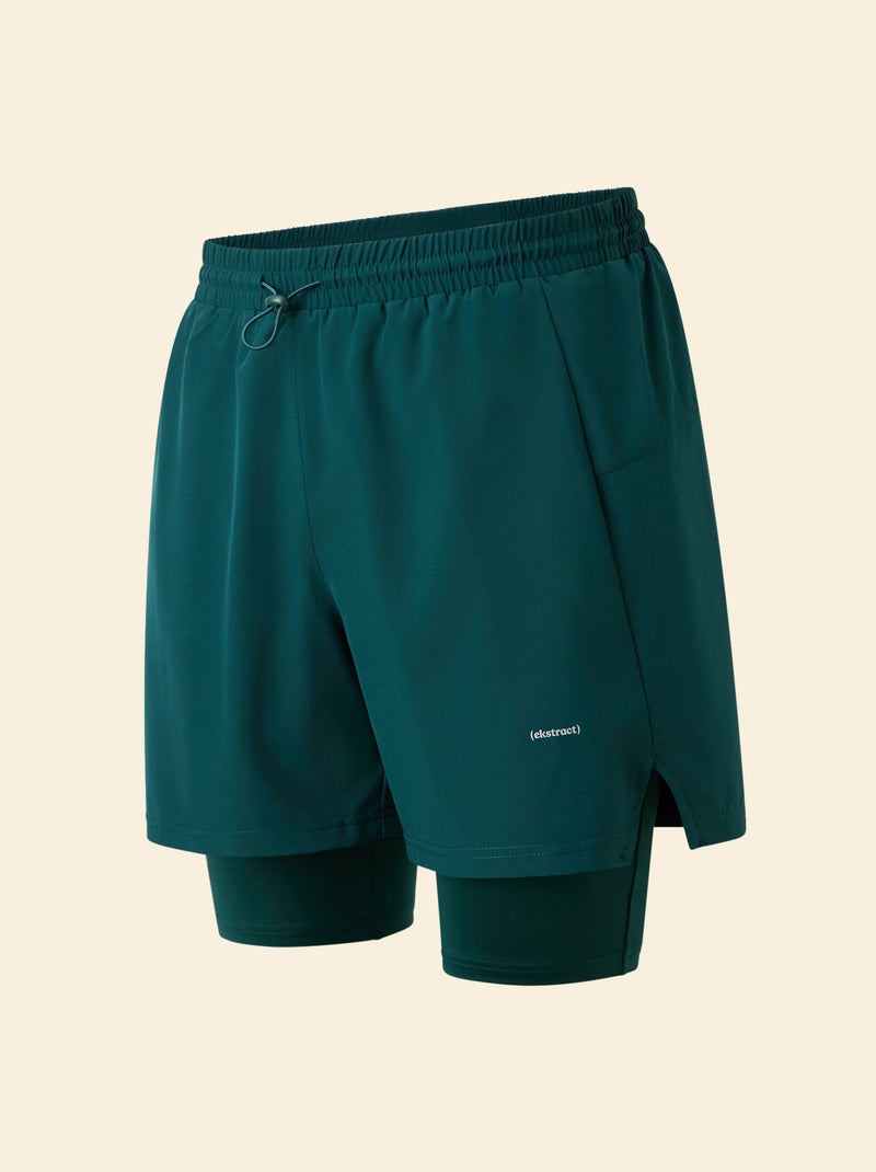 Pantalón corto deportivo 2 en 1 - (ekstract) Verde - Kiabi